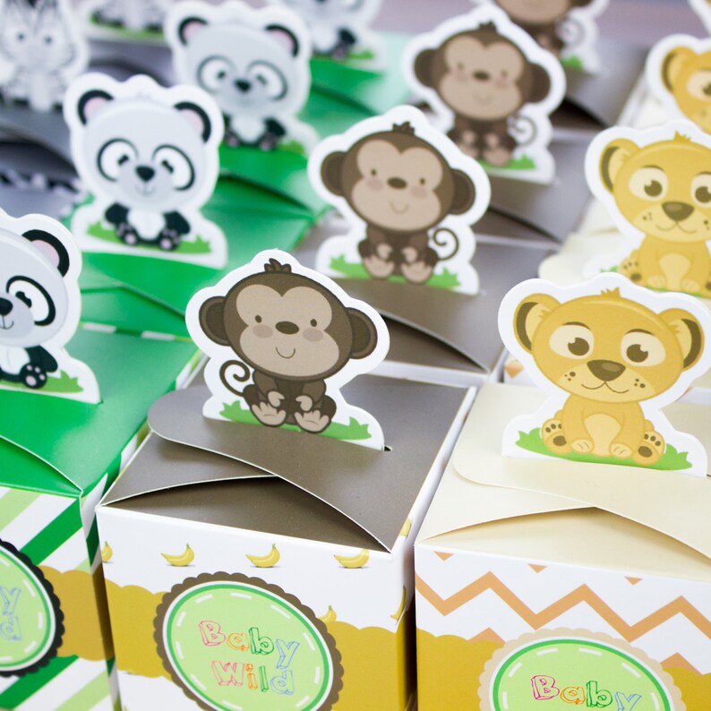 Safari Baby Shower Favor Cajas Animal Mundo Candy Boxes Etsy