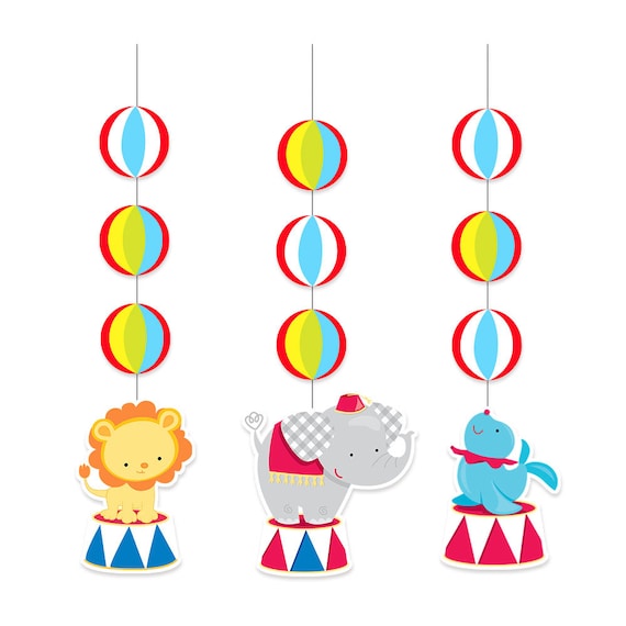 Circus Party Ceiling Hanging Decorations Party Favors Circus Swirls Hangings Kids Birthday Circus Themed Birthday Party Baby Shower