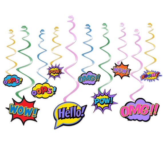 Superhero Ceiling Hanging Swirl Decorations Cutout Festive Boy Etsy