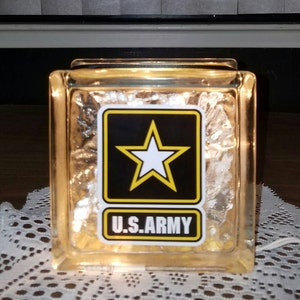 U.S. ARMY Lighted Glass Block Nightlight