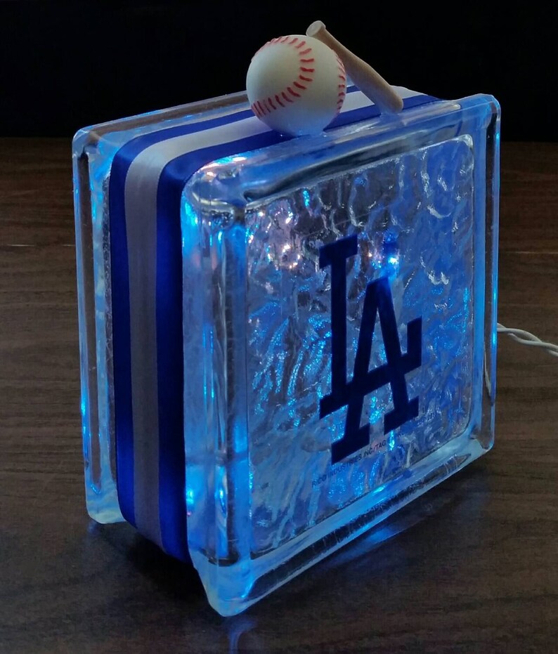 LOS ANGELES DODGERS Lighted Glass Block Nightlight and Etsy