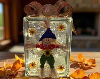 Thanksgiving Lighted Glass Block | Harvest Nightlight