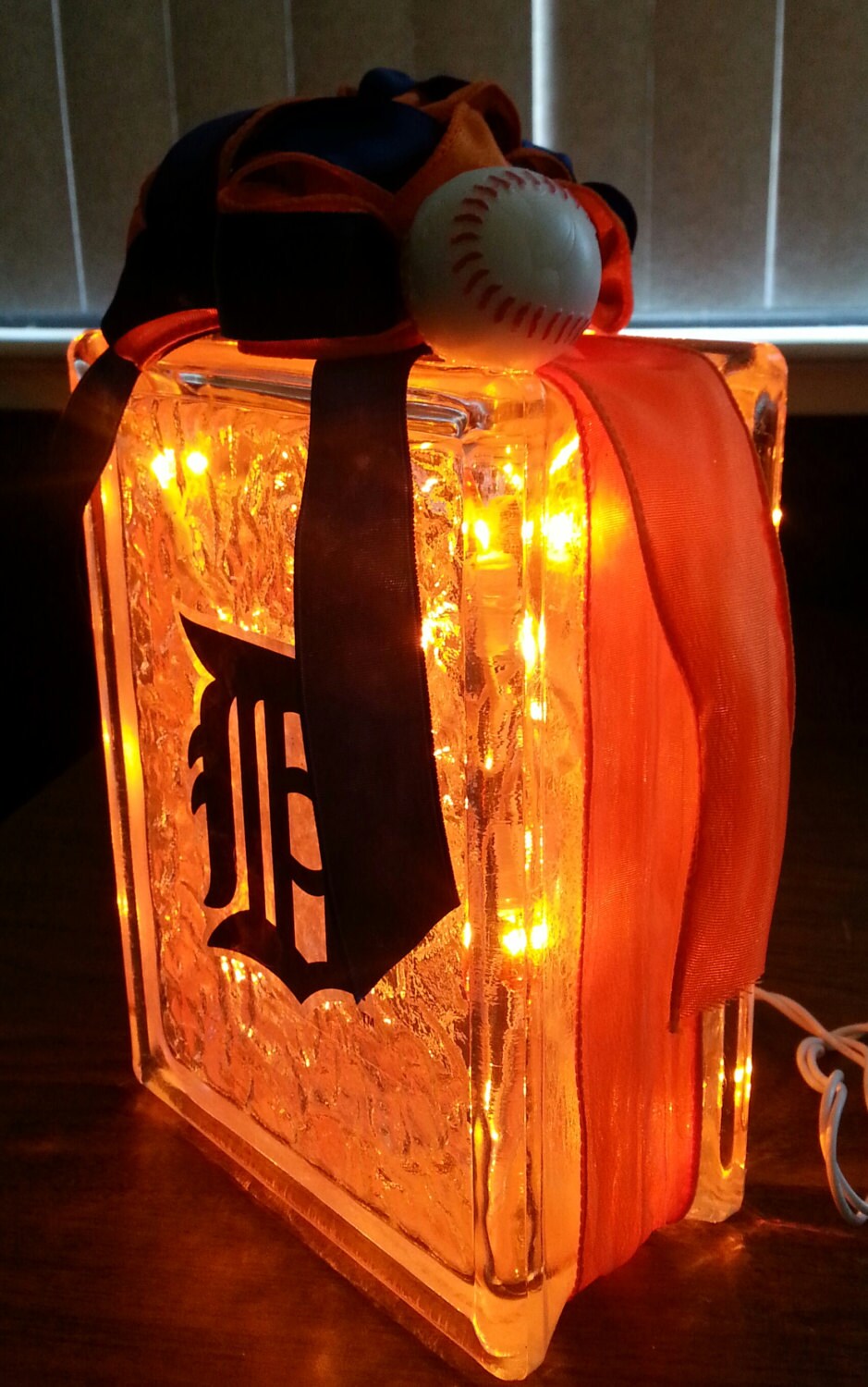 DETROIT TIGERS Lighted Glass Block Father's Day Gift Etsy