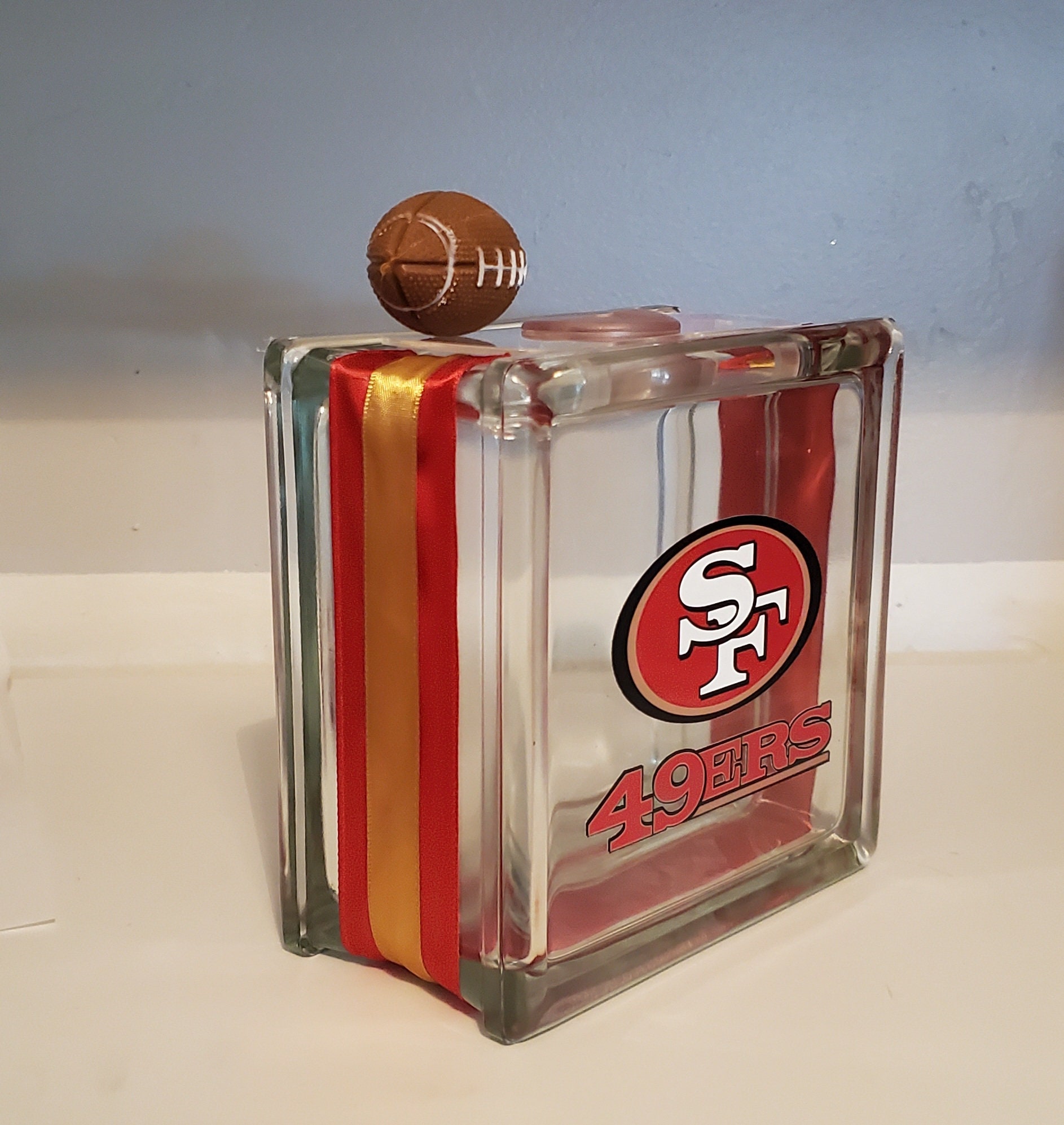 Glass Block Bank - SAN FRANCISCO 49er Football Glass Block