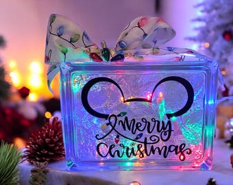 Disney Christmas | Christmas Lighted Glass Block