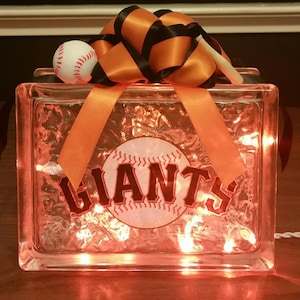 SAN FRANCISCO GIANTS Baseball Lighted Glass Block Nightlight and Decor, Father&#39;s Day Gift