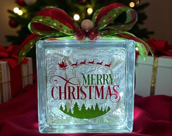 Christmas Lighted Glass Block | Christmas Decor