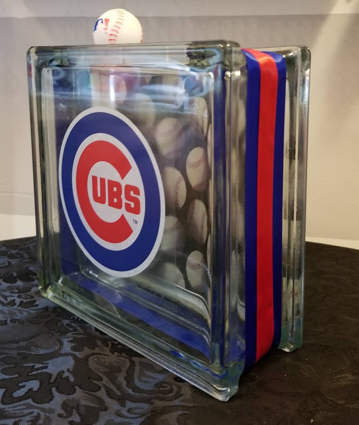 Glass Block Bank CHICAGO CUBS Glass Block Coin/piggy Bank Etsy