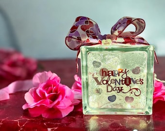 Valentine's Day Lighted Glass Block