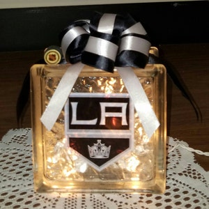 L.A. KINGS Hockey Lighted Glass Block Nightlight, Father&#39;s Day Gift