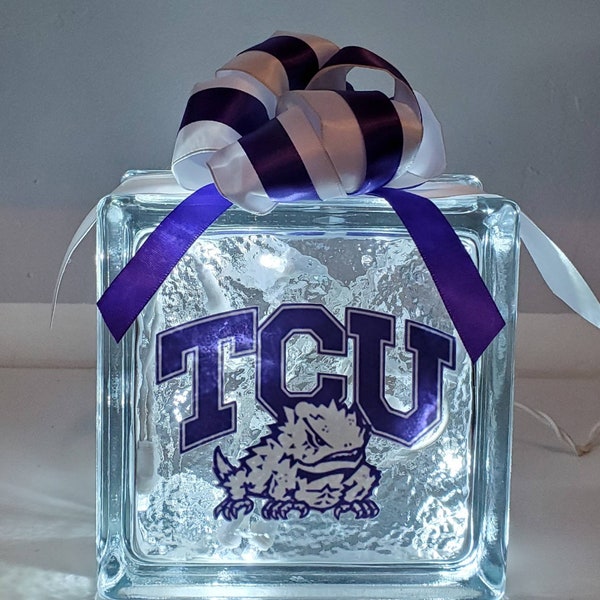 TCU Horned Frogs Lighted Glass Block Nightlight and Decoration, Texas Christian University