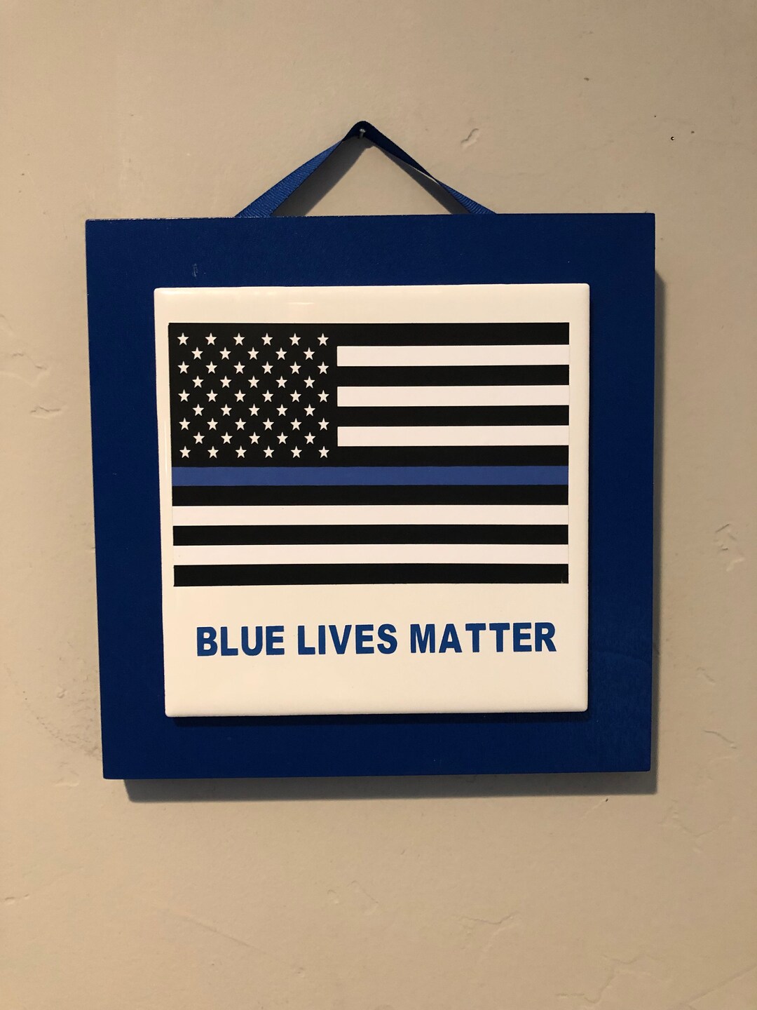 Thin Blue Line | Ceramic Tile Sign - Etsy