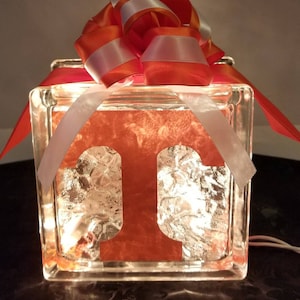 UNIVERSITY of TENNESSEE Lighted Glass Block Nightlight or Decoration, Tennessee Volunteers