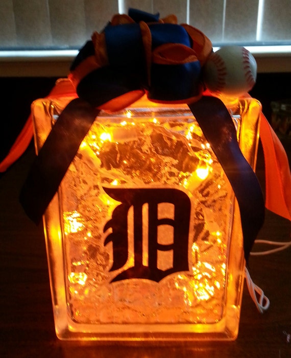 DETROIT TIGERS Lighted Glass Block, Father's Day Gift