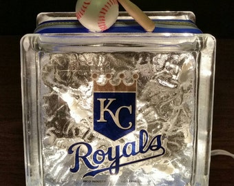 KANSAS CITY ROYALS Lighted Glass Block Nightlight and Decoration, Father&#39;s Day Gift