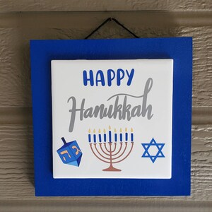 Hanukkah Ceramic Tile Sign| Happy Hanukkah Sign