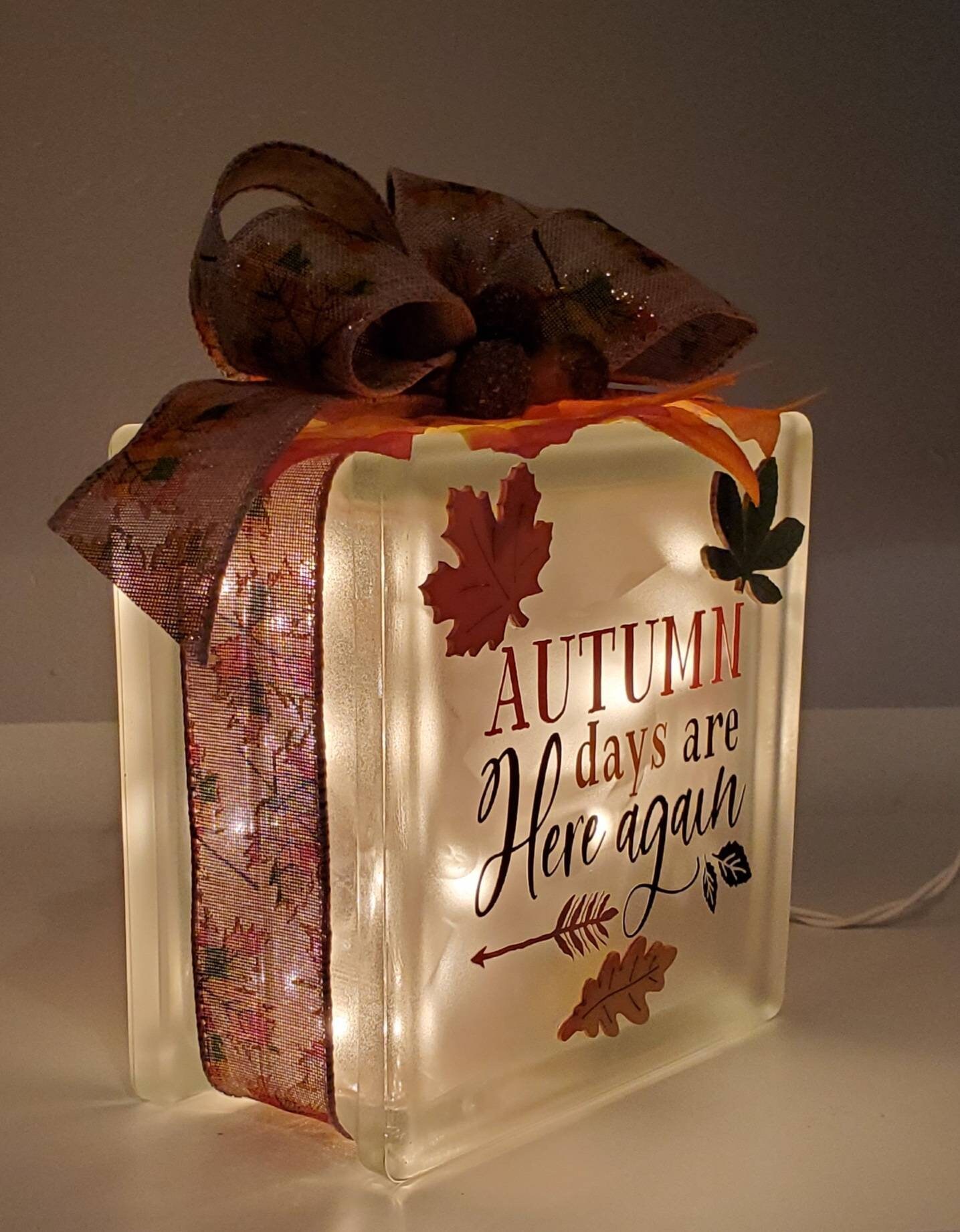 Thanksgiving Lighted Glass Block Harvest Nightlight Holiday | Etsy