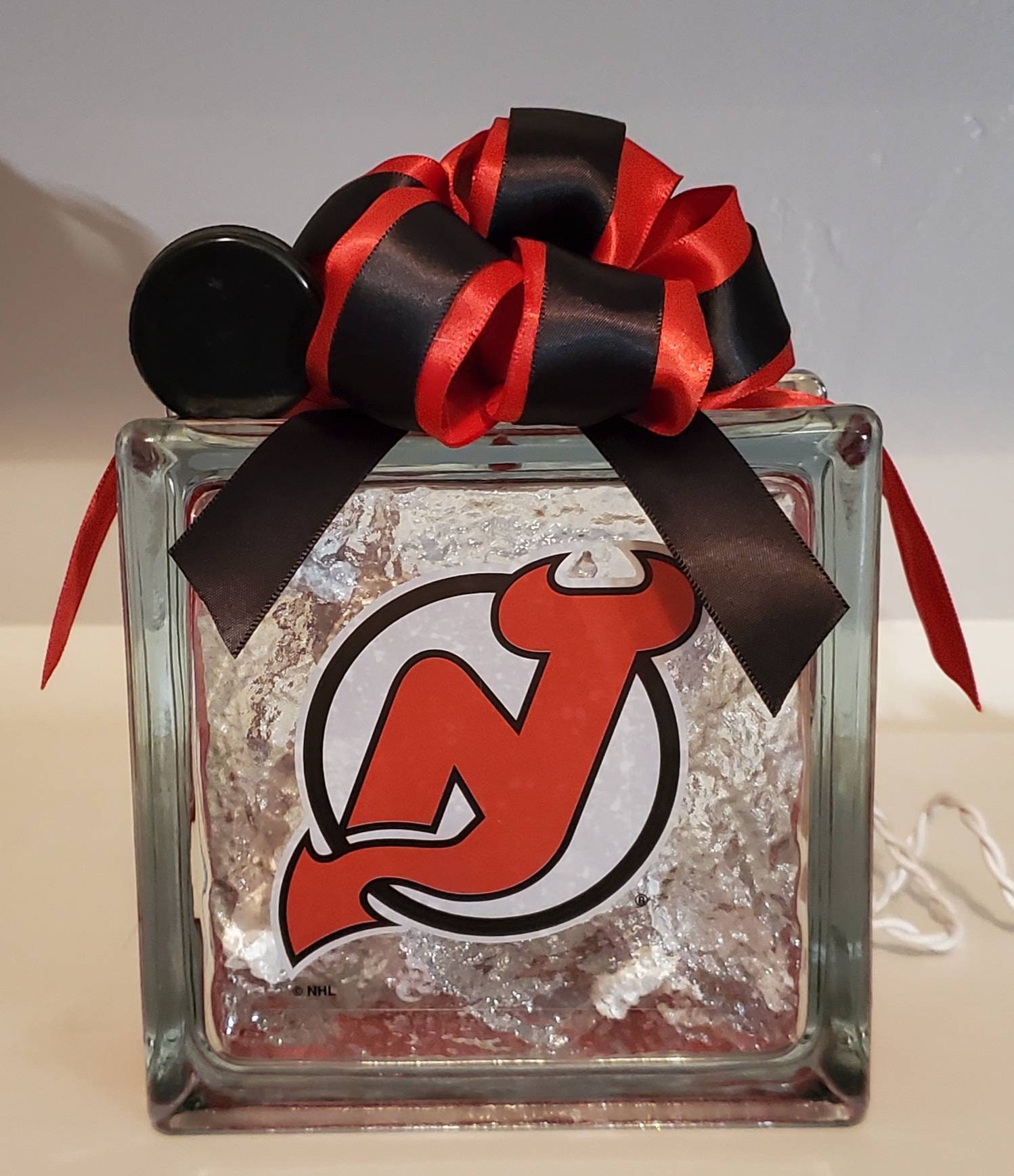 New Jersey Devils Hockey Lighted Glass Block NJ Devils Decor 
