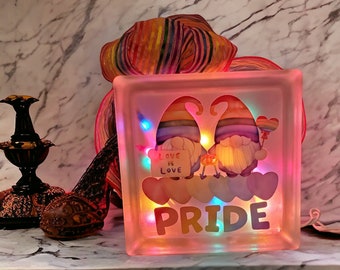 PRIDE Gnomes Lighted Glass Block | LGBTQ Gnomes