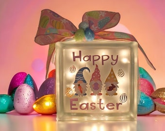 Easter Lighted Glass Block | Gnome Easter