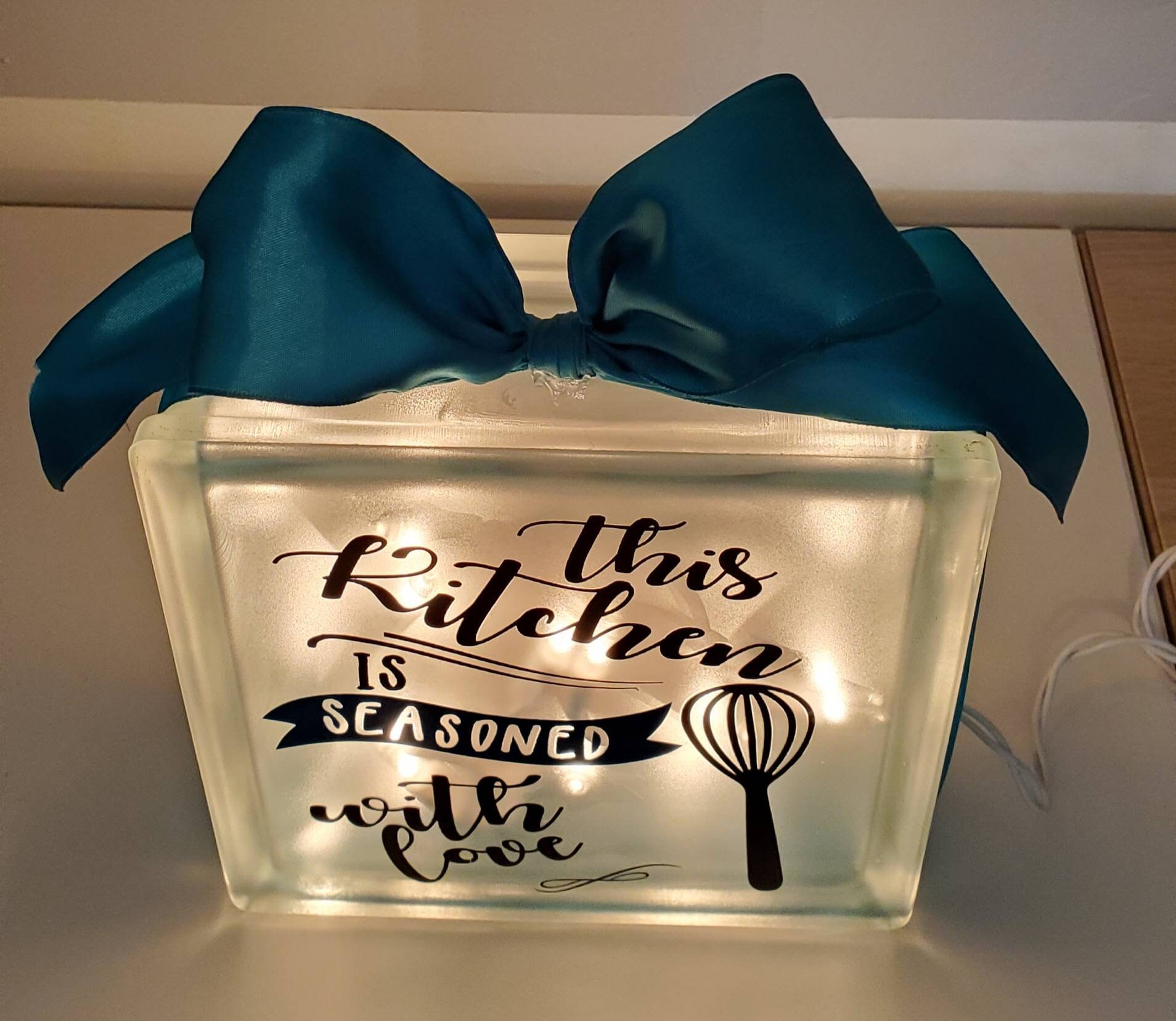 Kitchen Lighted Glass Block | Kitchen Decor - Etsy
