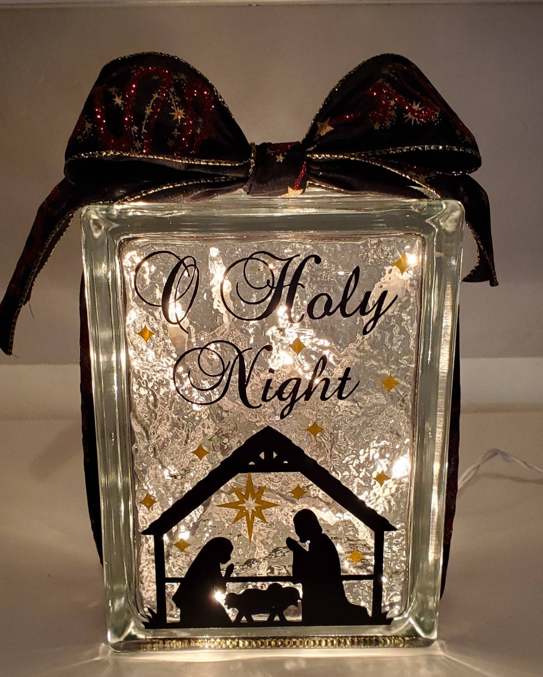 Nativity Scene Lighted Glass Block Etsy
