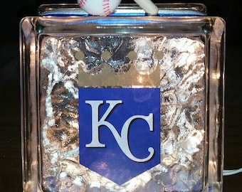 Kansas City Royals Lighted Glass Block Night Light, Baseball Decor