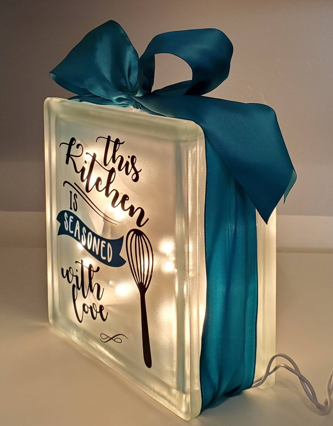 Kitchen Lighted Glass Block | Kitchen Decor - Etsy