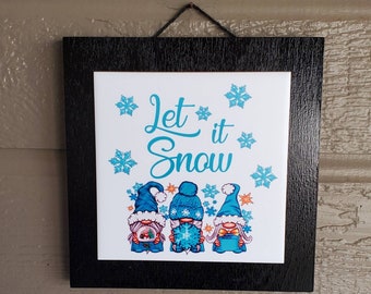 Christmas Gnome Sign | Ceramic Tile Sign