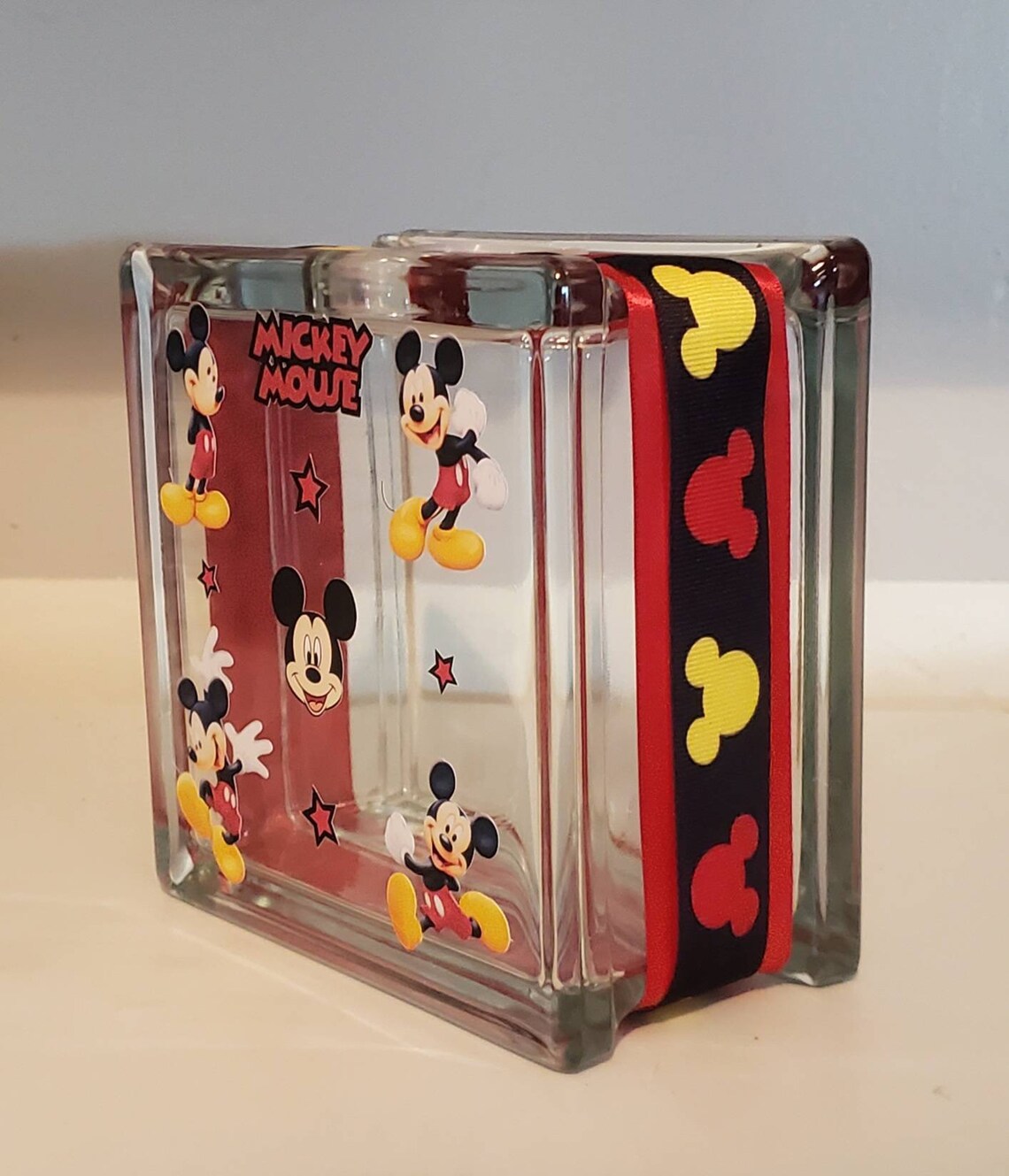 Glass Block Bank DISNEY'S MICKEY MOUSE Glass Bank Etsy