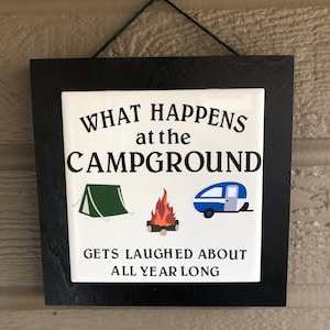 Camping Ceramic Tile Sign