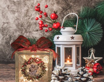 Disney Christmas Lighted Glass Block, Mickey and Minnie Holiday Decor