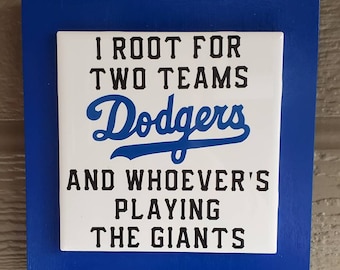 Los Angeles Dodgers Decor | Dodgers Ceramic Tile Sign, Father&#39;s Day Gift