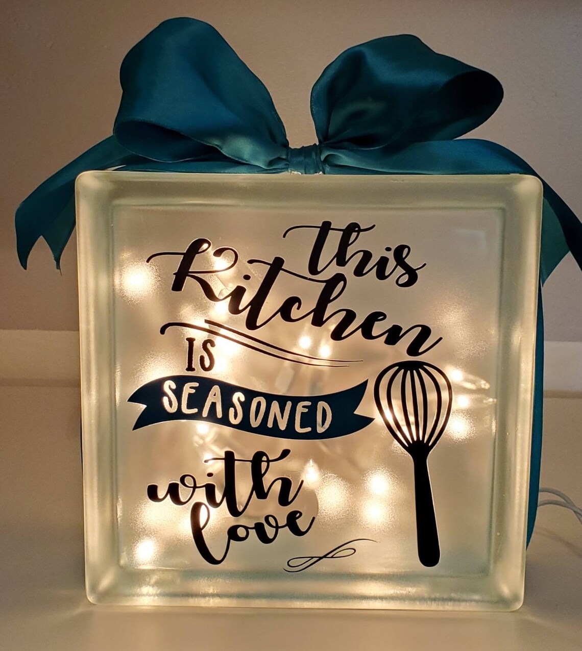 Kitchen Lighted Glass Block | Kitchen Decor - Etsy