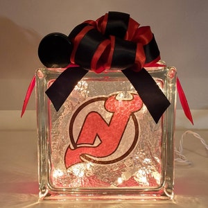 New Jersey Devils Hockey Lighted Glass Block | NJ Devils Decor