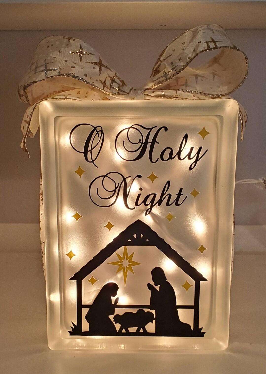 Nativity Scene Lighted Glass Block Etsy