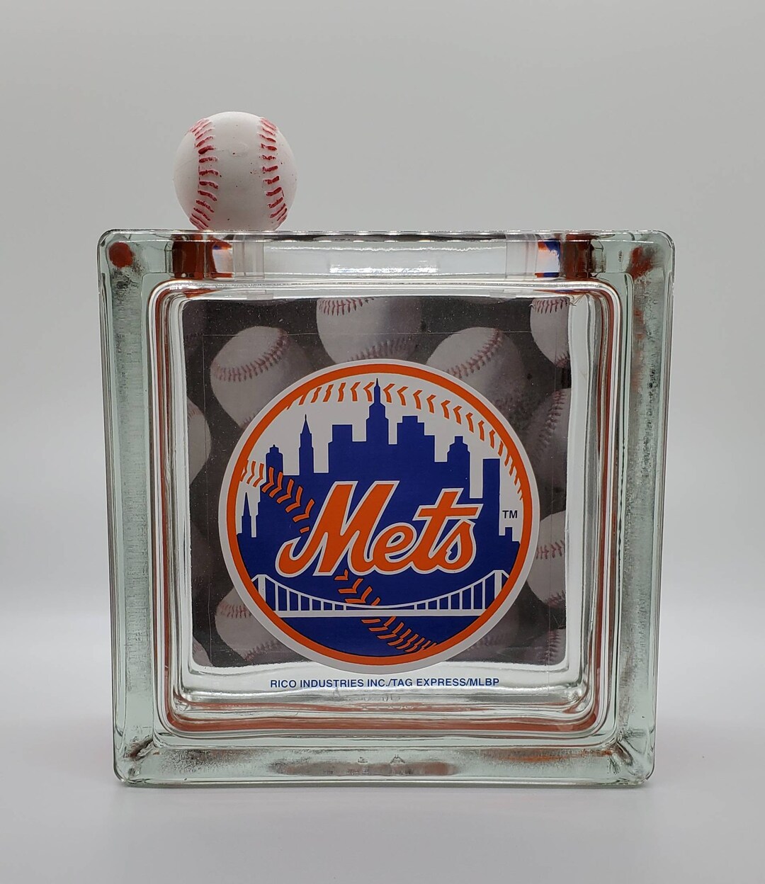 Glass Block Bank New York Mets Glass Block Coin/piggy Bank Etsy