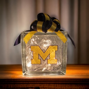 MICHIGAN WOLVERINES Lighted Glass Block Nightlight and Decoration