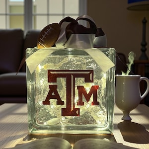 Texas A&M Lighted Glass Block, College Nightlight Decor