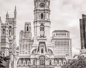 Ayuntamiento desde North Broad - Fotografía de Filadelfia - Blanco y negro - Bellas artes de pared