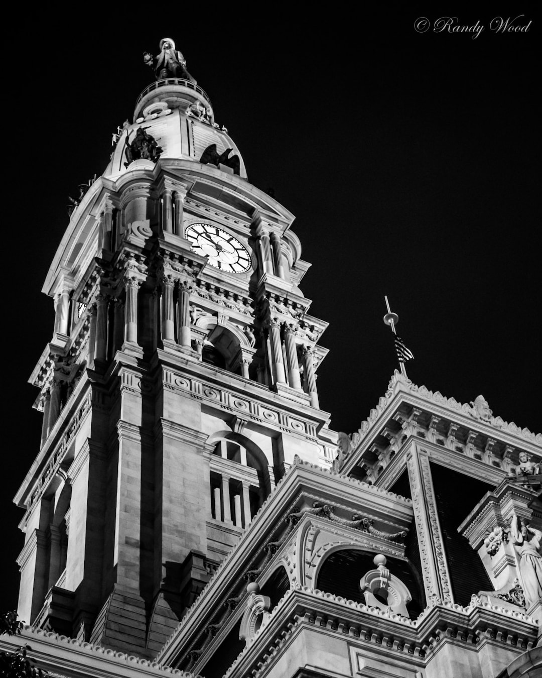 Majestic City Hall Tower With William Penn Overlooking the City ...