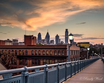 Puesta del sol caliente en Filadelfia - Philadelphia fotografía - arte de la fina pared - decoración urbana
