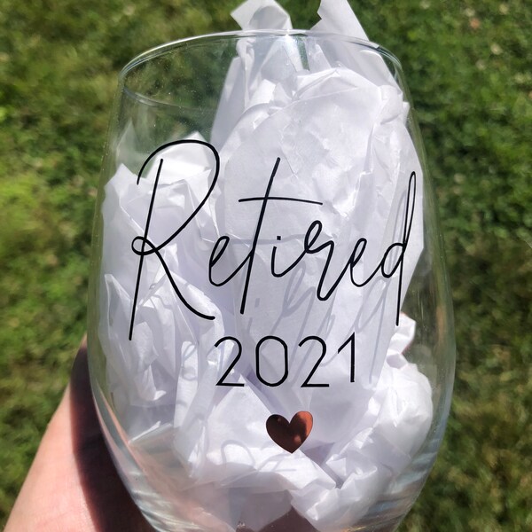 Retirement Wine Glass Etsy