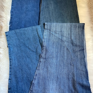 Upcycled Denim Blue Jean Pant Legs 12 Count, Salvaged Recycled Jeans Material, DIY Crafting Supplies