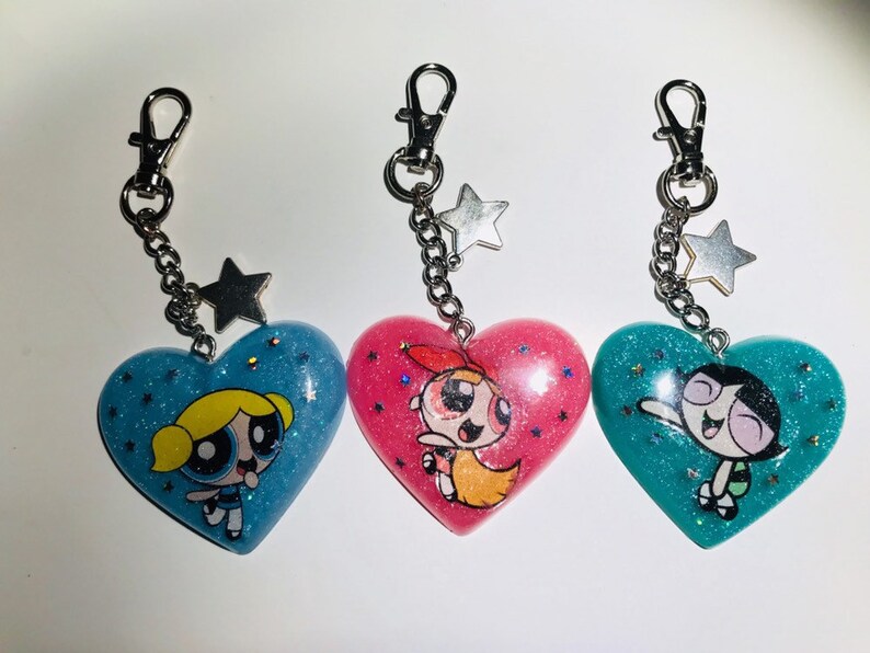 Powerpuff Girls Bubbles Keychain Pin Etsy