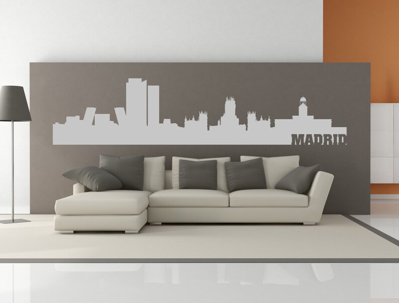 Madrid Spain City Skyline Interior Wall Decal Sticker WITH Lettering