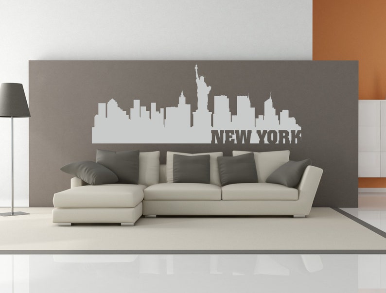 New York City Skyline Interior Wall Decal WITH Lettering Etsy