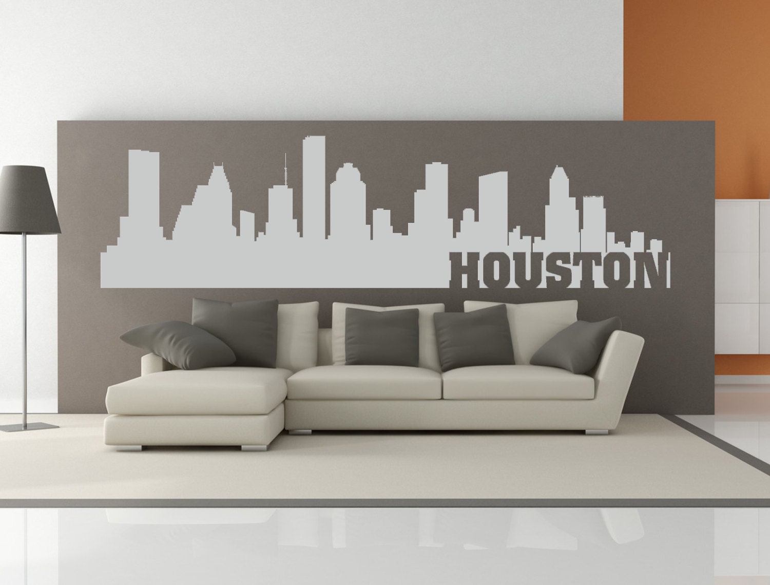 Houston Texas City Skyline Interior Wall Decal WITH Lettering Etsy