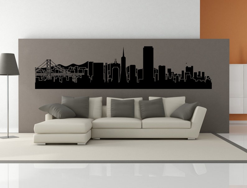 PREMIUM San Francisco California City Skyline Interior Wall Decal WITHOUT Lettering
