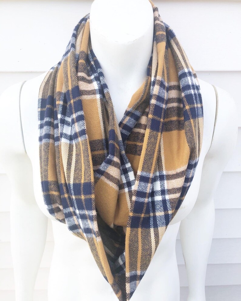 Mustard Yellow Fall Flannel Plaid Scarf Etsy